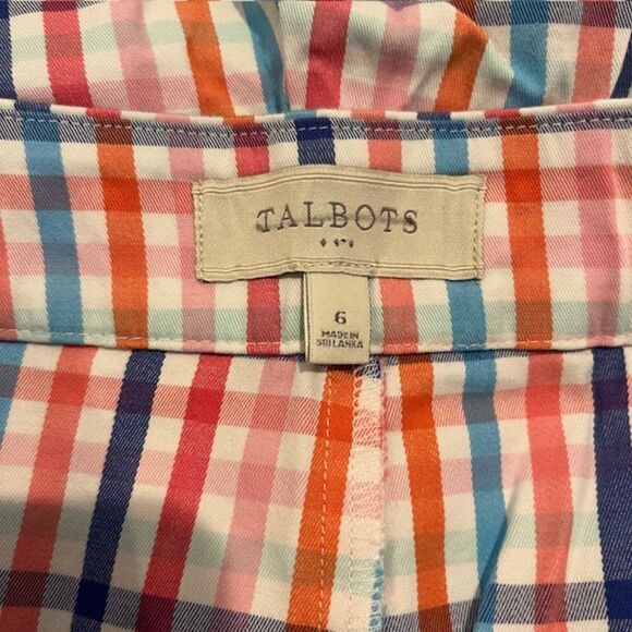 Talbots Skort Multicolor Pockets Side Zip Orange Blue White Pink Women's Size 6 - Picture 8 of 10